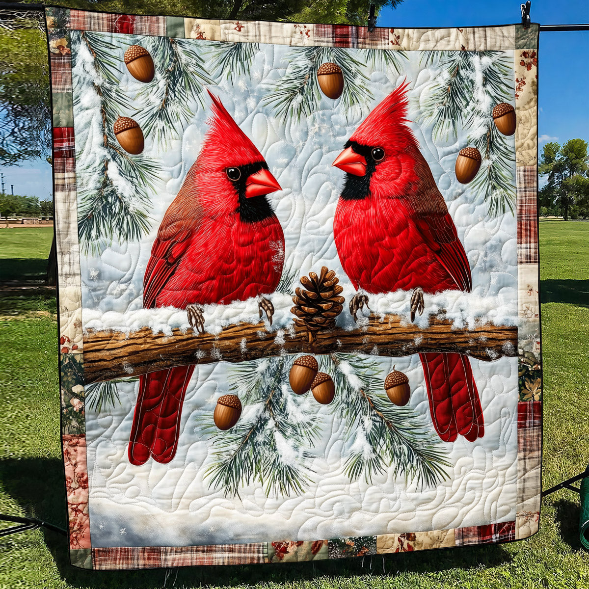 Cardinal Couple Quilted Blanket - Throw (55" x 60")