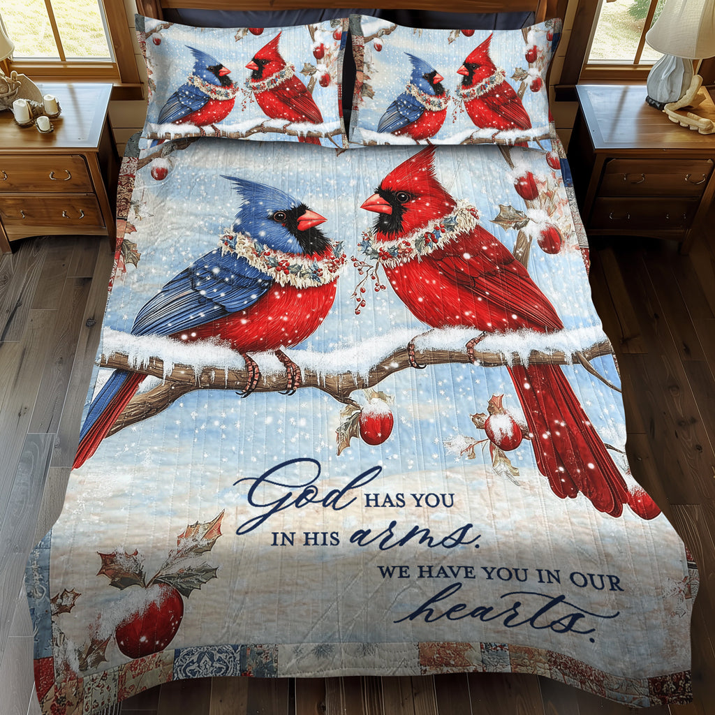 Cardinal Cuddle 3-Piece Quilted Bedding Set - Single (59" x 70")
