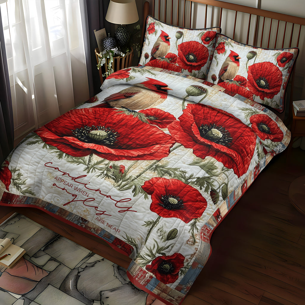 Cardinal Dreams 3-Piece Quilted Bedding Set - Single (59" x 70")