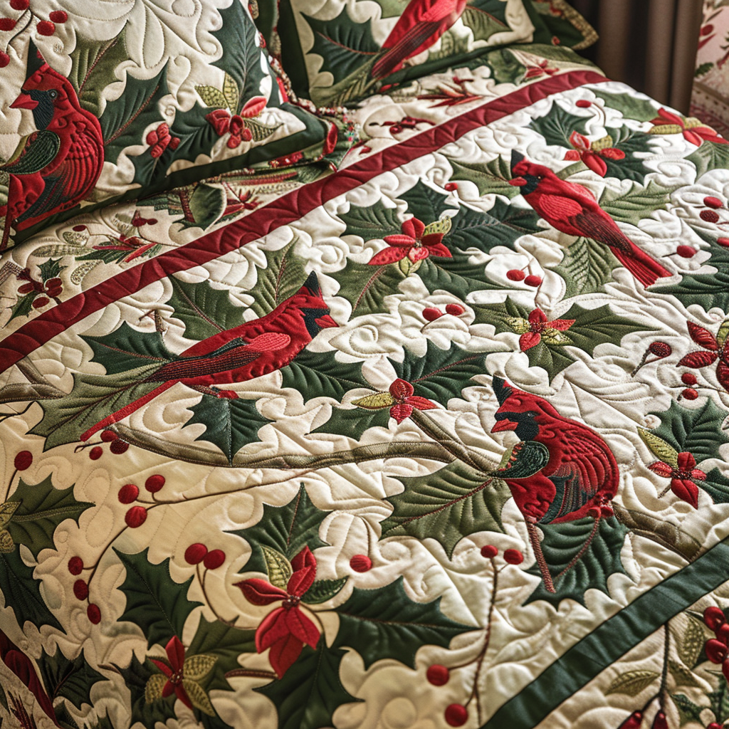 Cardinal Forest Quilted Bedding Set - Single (59" x 70")