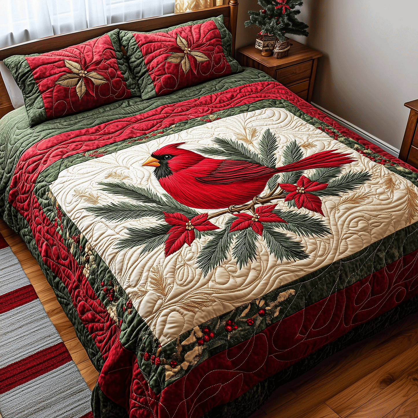 Cardinal Glory 3-Piece Quilted Bedding Set - Single (59" x 70")