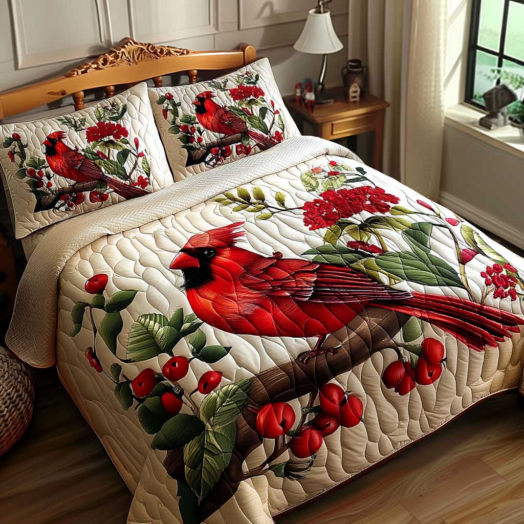 Cardinal Guardian Rest 3-Piece Quilted Bedding Set - Single (59" x 70")