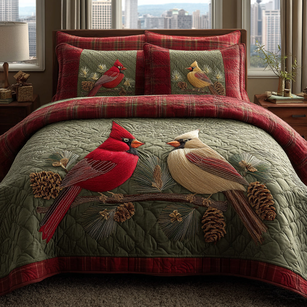 Cardinal Harmony 3-Piece Quilted Bedding Set - Single (59" x 70")