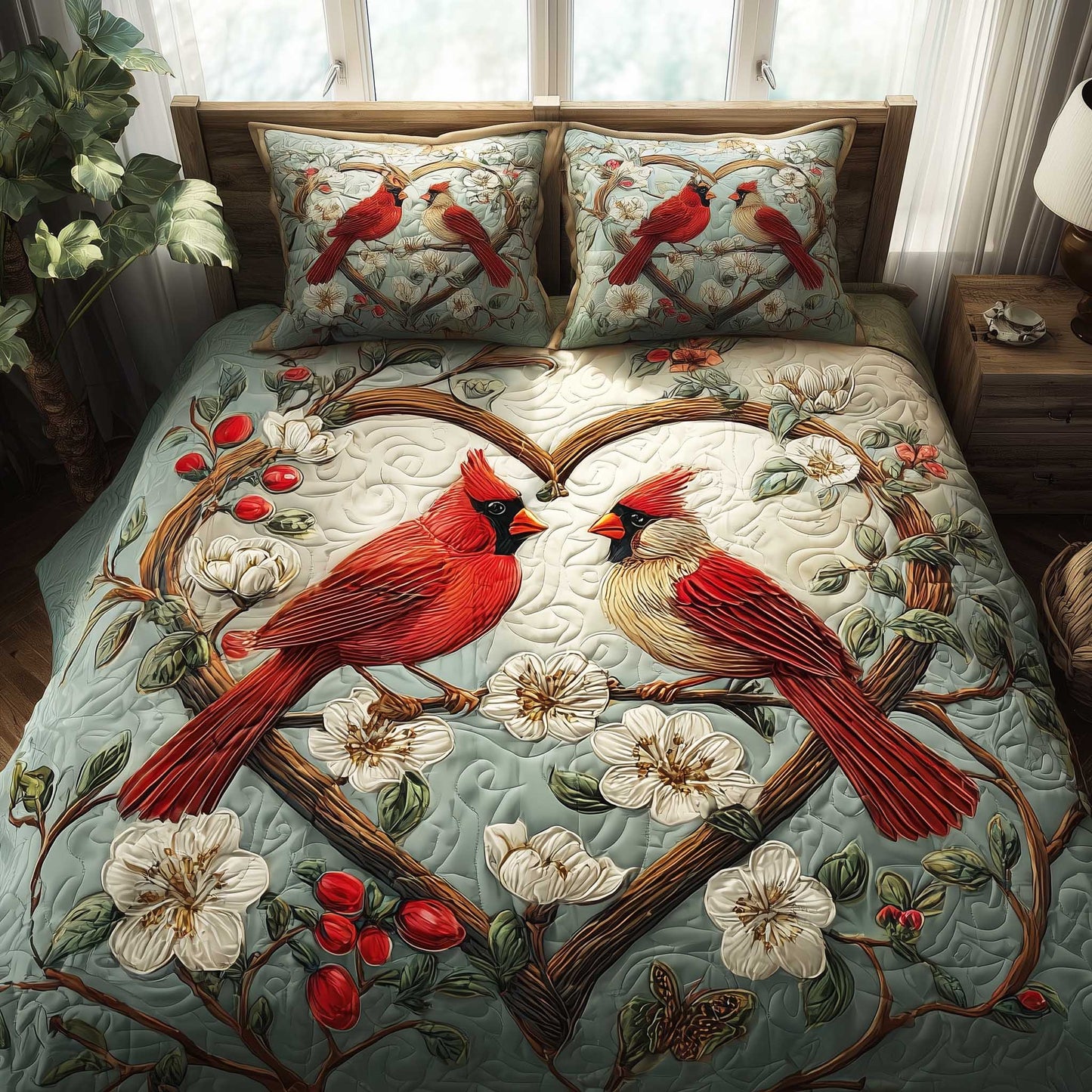 Cardinal Spirit 3-Piece Quilted Bedding Set - Single (59" x 70")