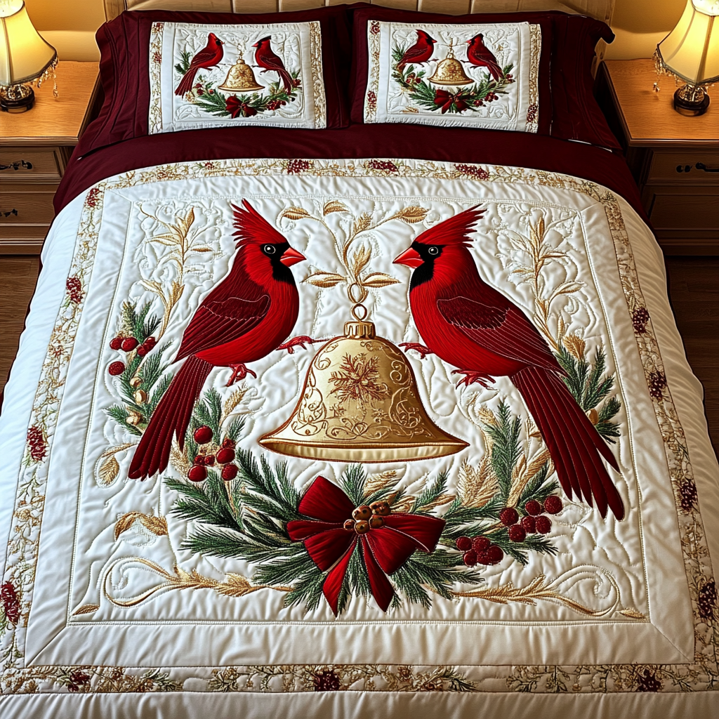 Cardinal Winter Garden Quilted Bedding Set - Single (59" x 70")
