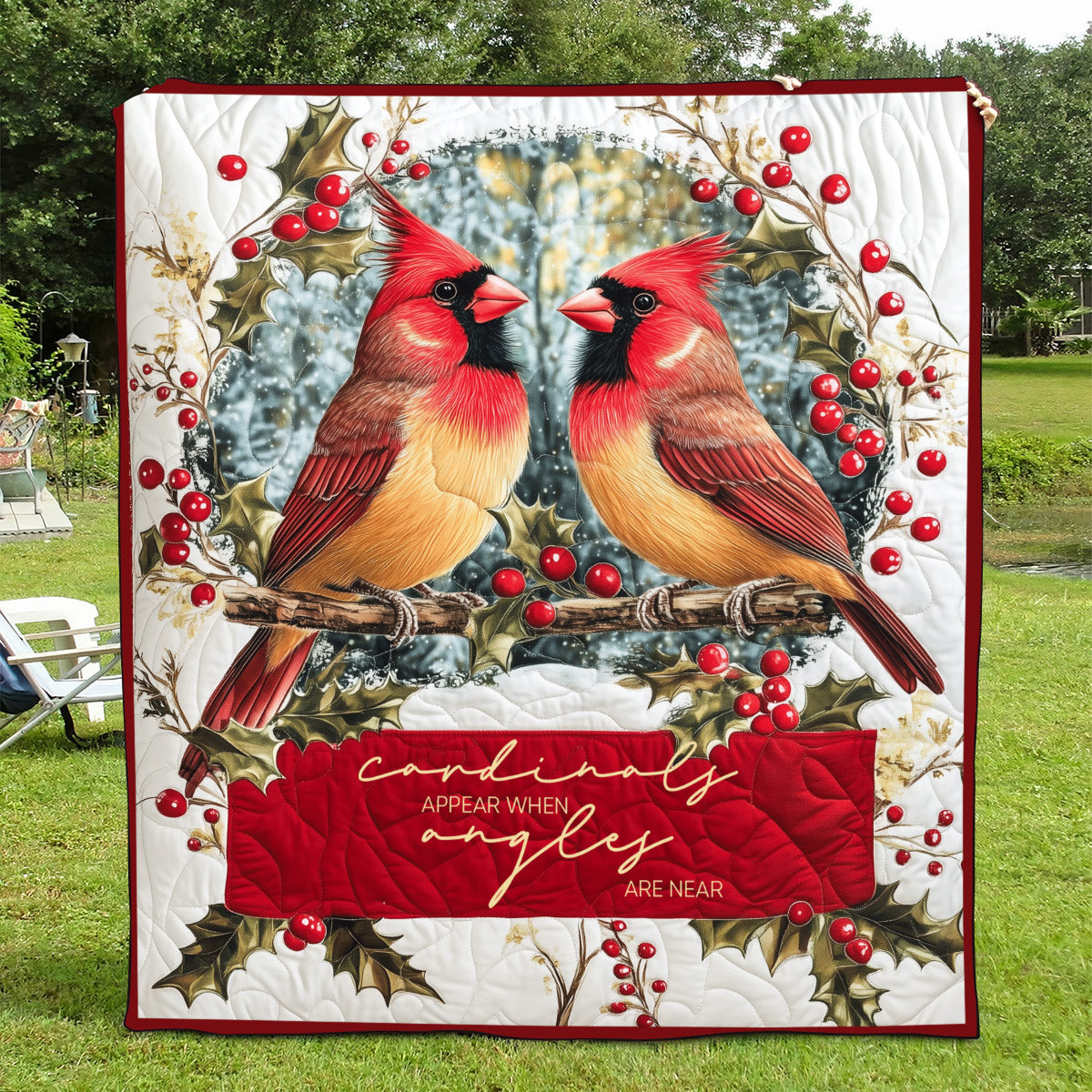 Cardinals Appear When Angels Are Near Art Quilt Hanging - Baby (30" x 40")