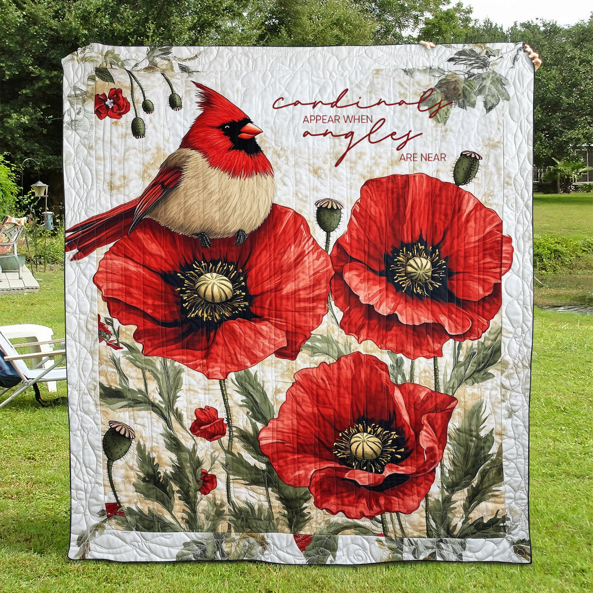 Cardinals Appear When Angels Are Near Art Quilt Hanging - Baby (30" x 40")