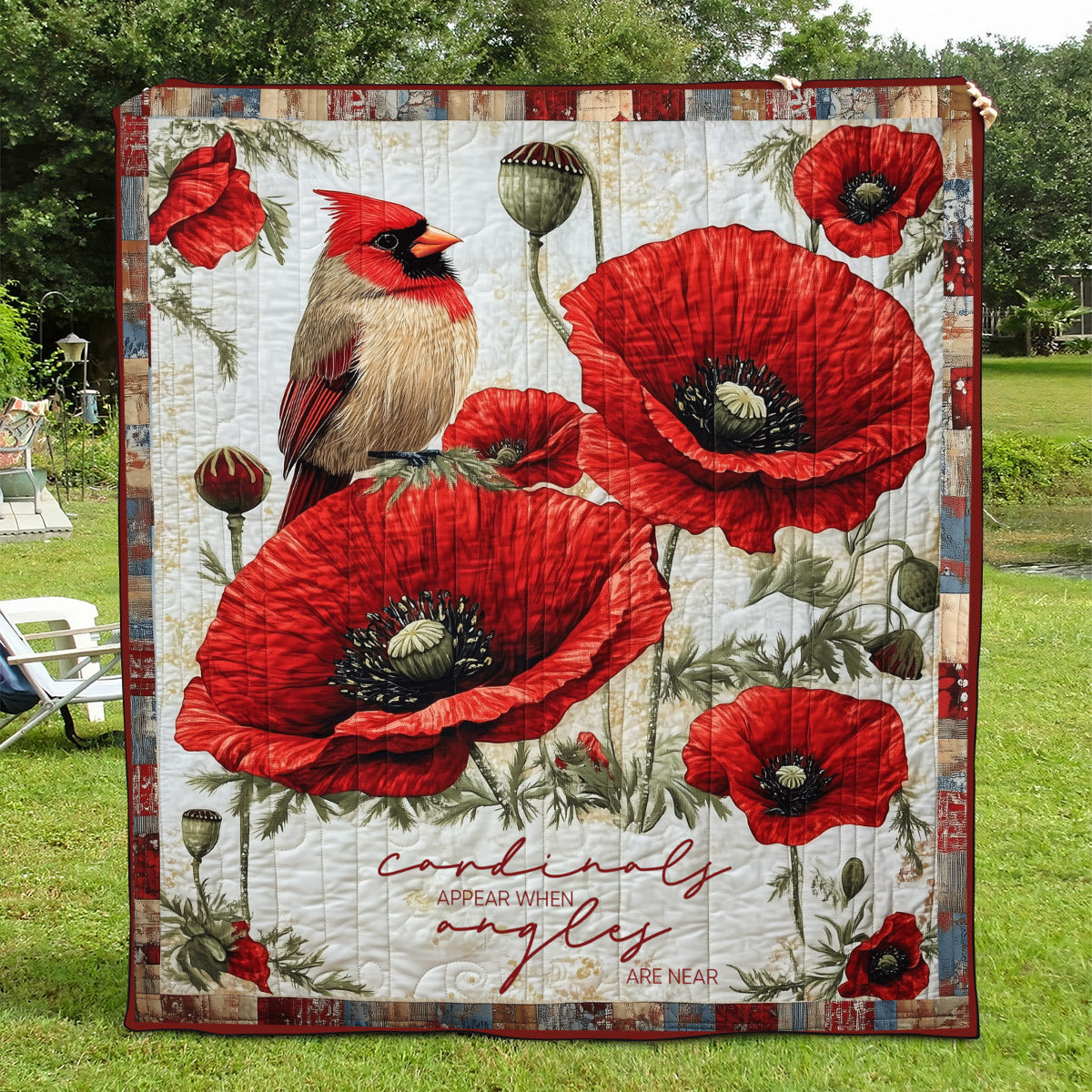 Cardinals Appear When Angels Are Near Art Quilt Hanging - Baby (30" x 40")