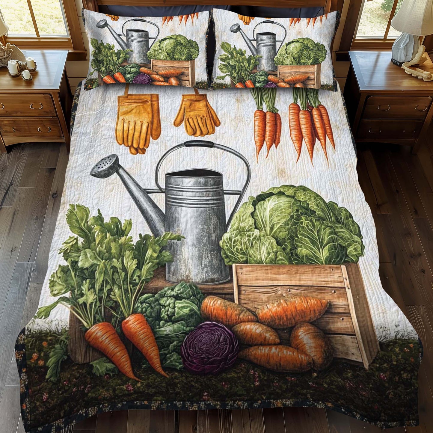 Carrot Patch 3-Piece Quilted Bedding Set - Single (59" x 70")
