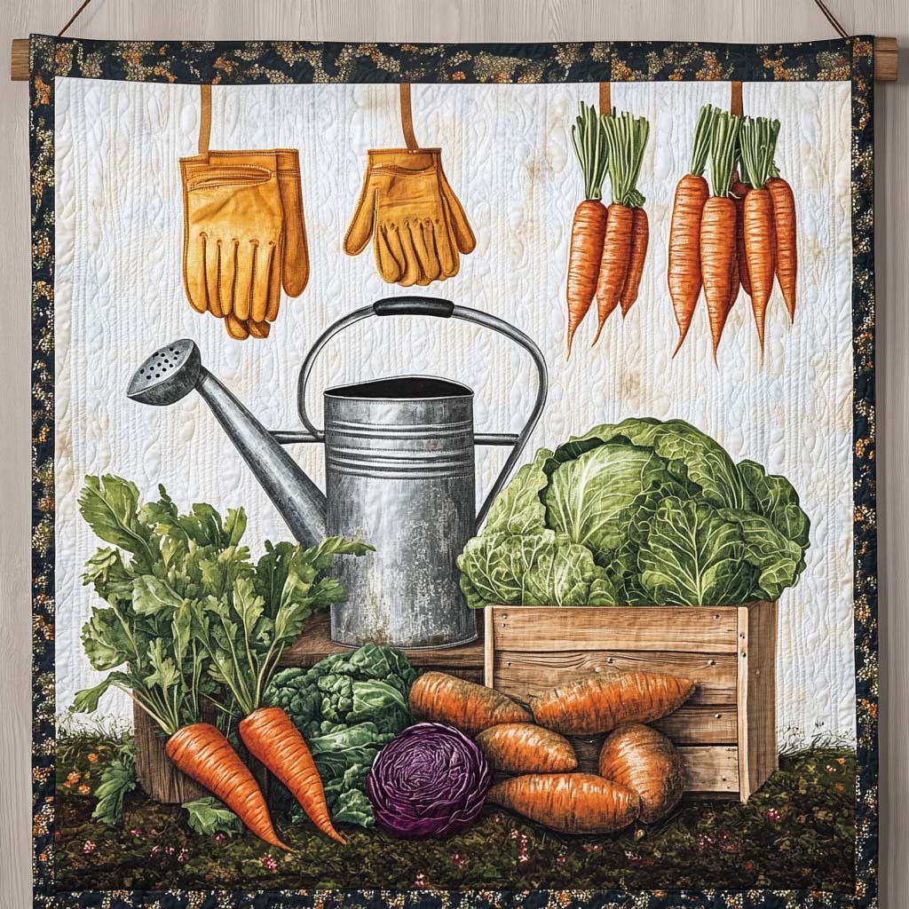 Carrot Patch Quilted Blanket - Throw (55" x 60")