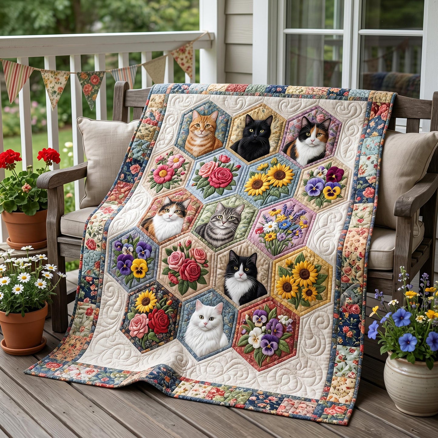 Cat Bloom Quilted Blanket - Baby (30" x 40") - Pack 1