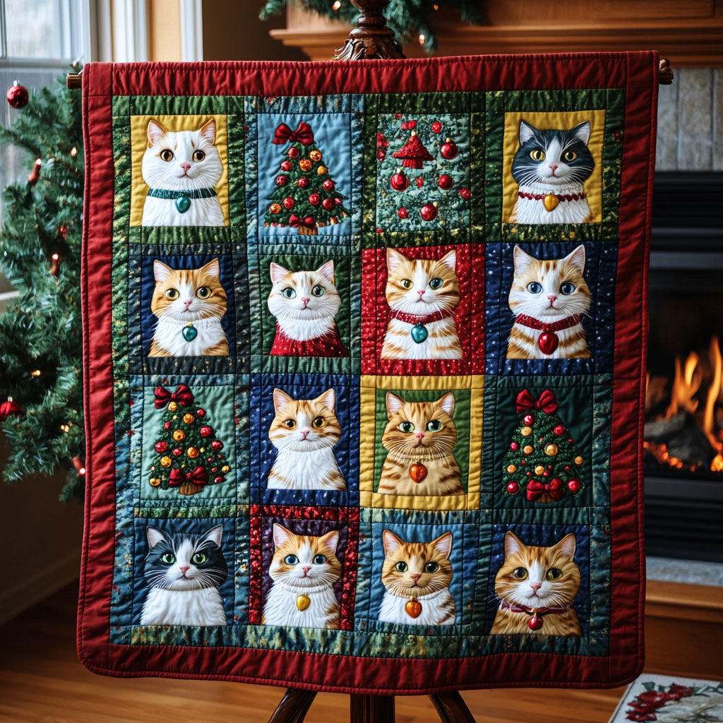 Cat Charms Quilted Blanket - Throw (55" x 60")