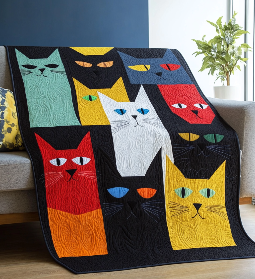 Cat Collection Quilted Blanket - Throw (55" x 60")