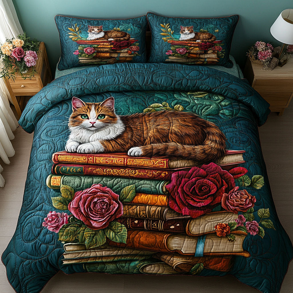 Cat Corner 3-Piece Quilted Bedding Set - Single (59" x 70")