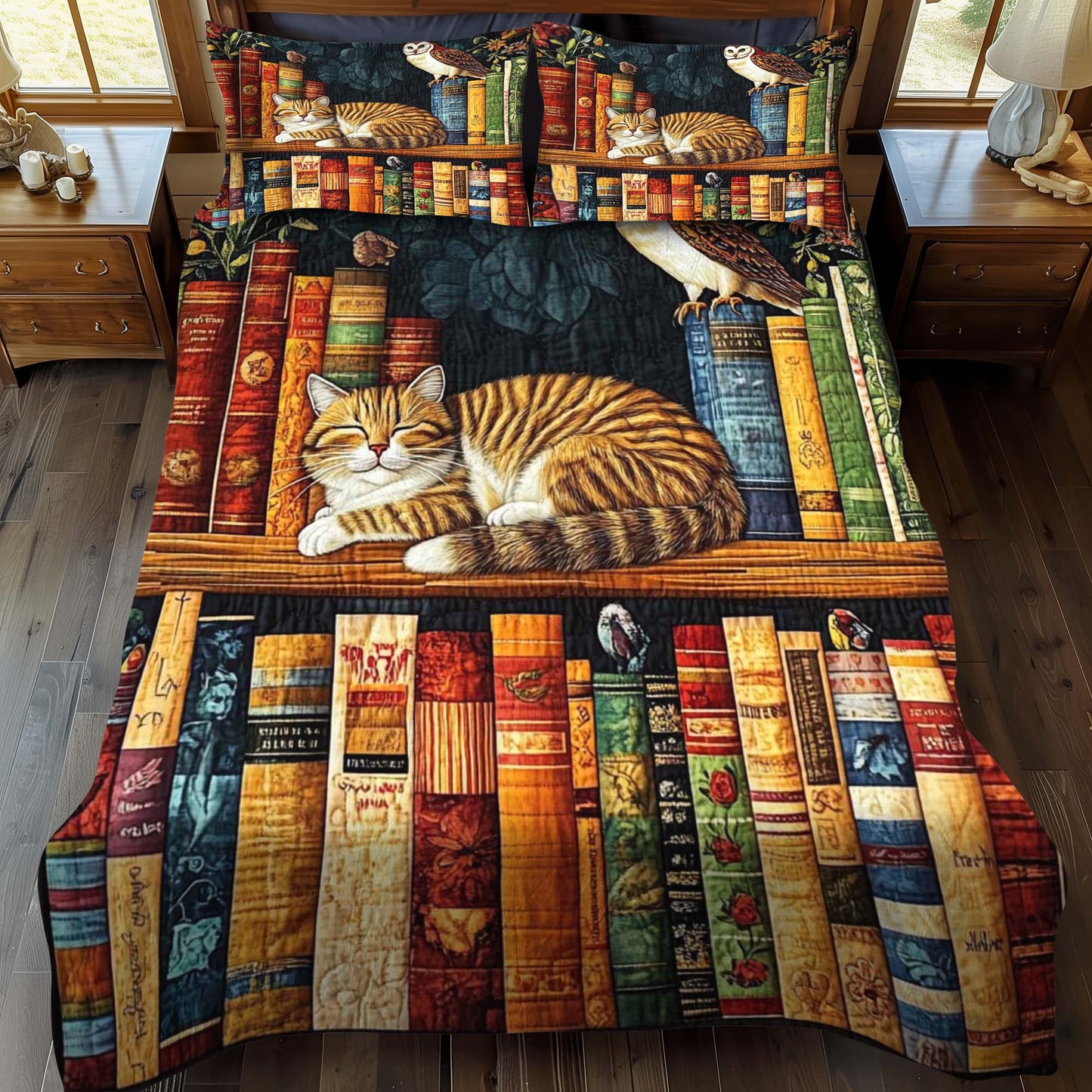 Cat Cozy Nook 3-Piece Quilted Bedding Set - Single (59" x 70")