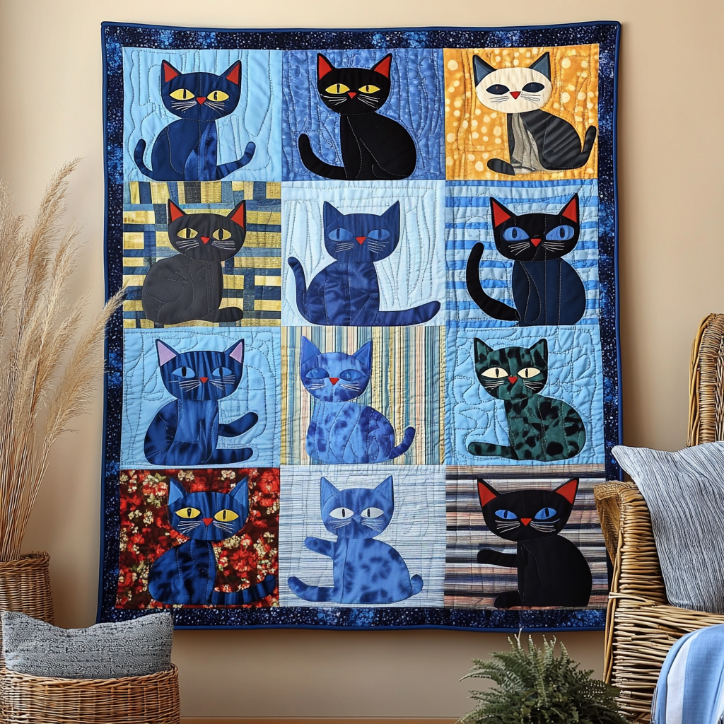 Cat Dreamland Quilted Blanket - Throw (55" x 60")