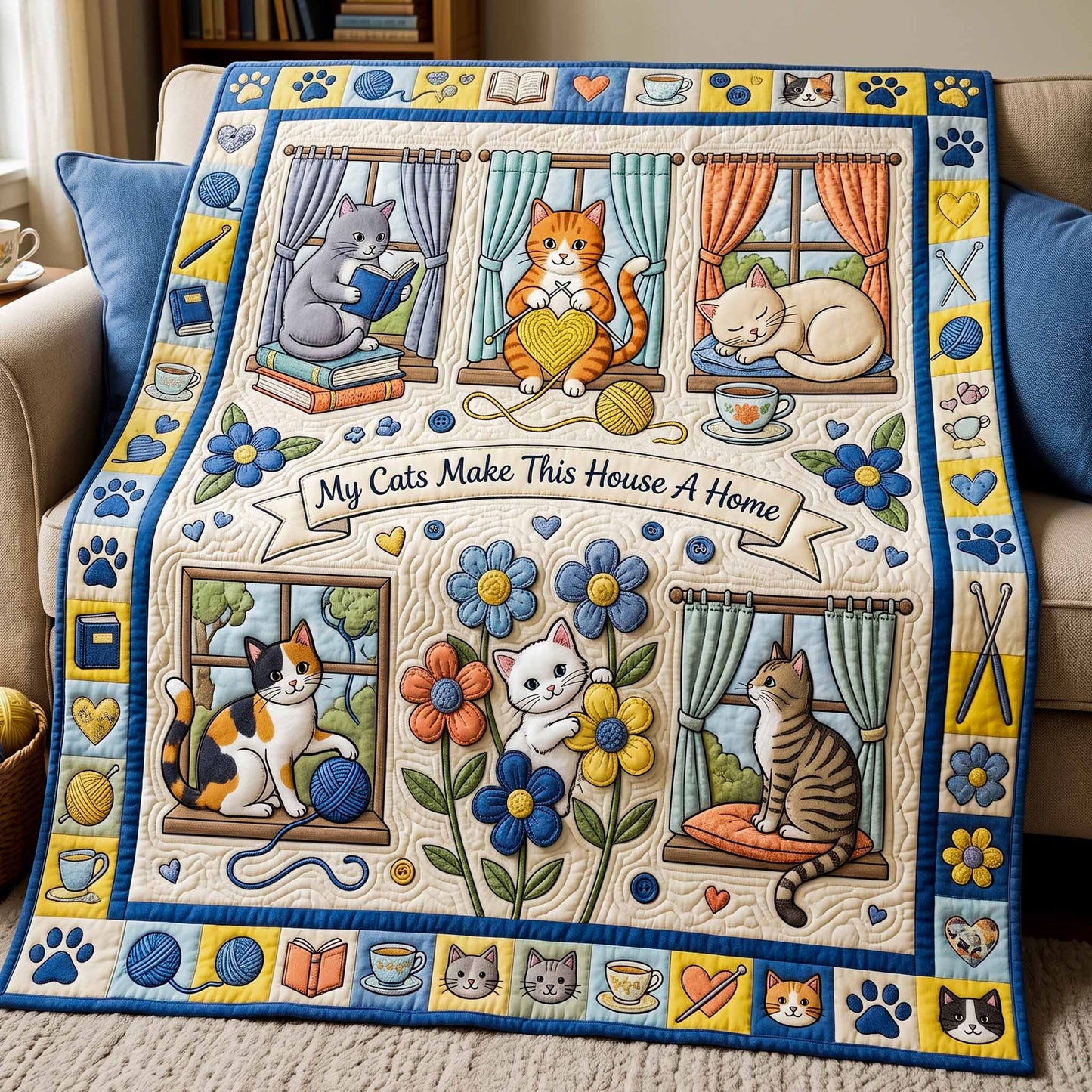 Cat House Quilted Blanket - Baby (30" x 40") - Pack 1