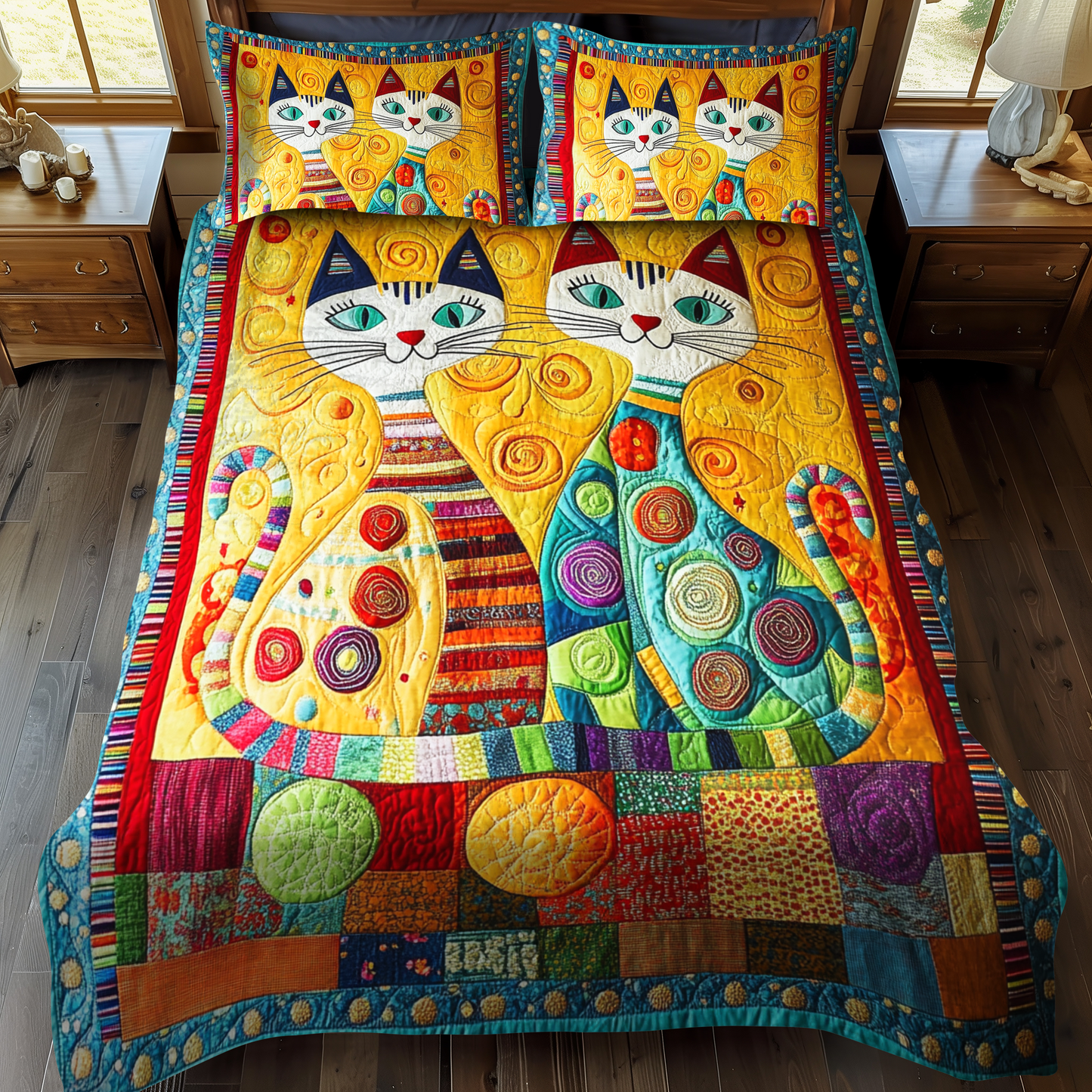 Cat Nap 3-Piece Quilted Bedding Set - Single (59" x 70")