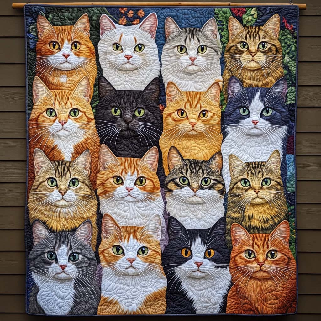 Cat Portraits Quilted Blanket - Throw (55" x 60")