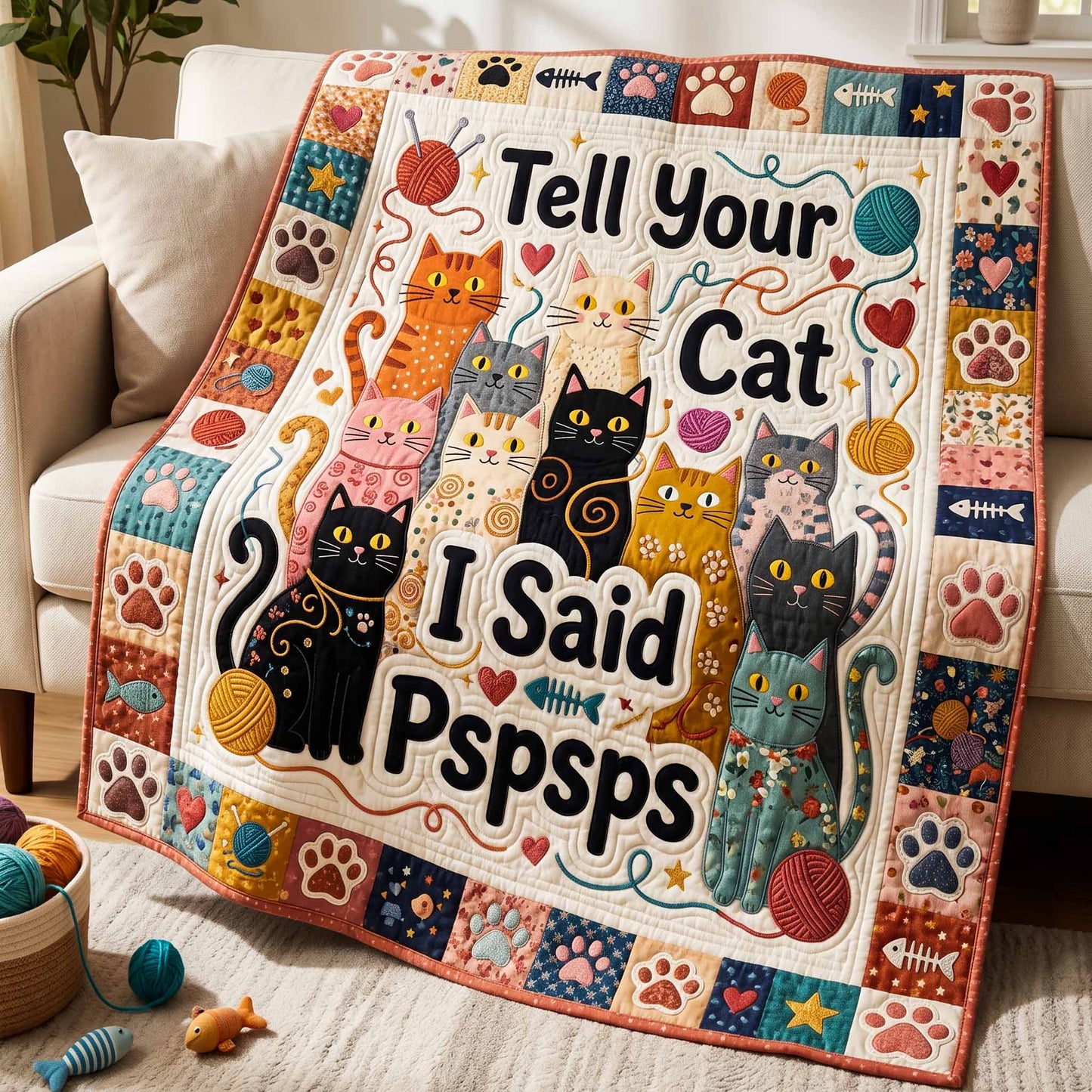 Cat Said Pspsps Quilted Blanket - Baby (30" x 40") - Pack 1