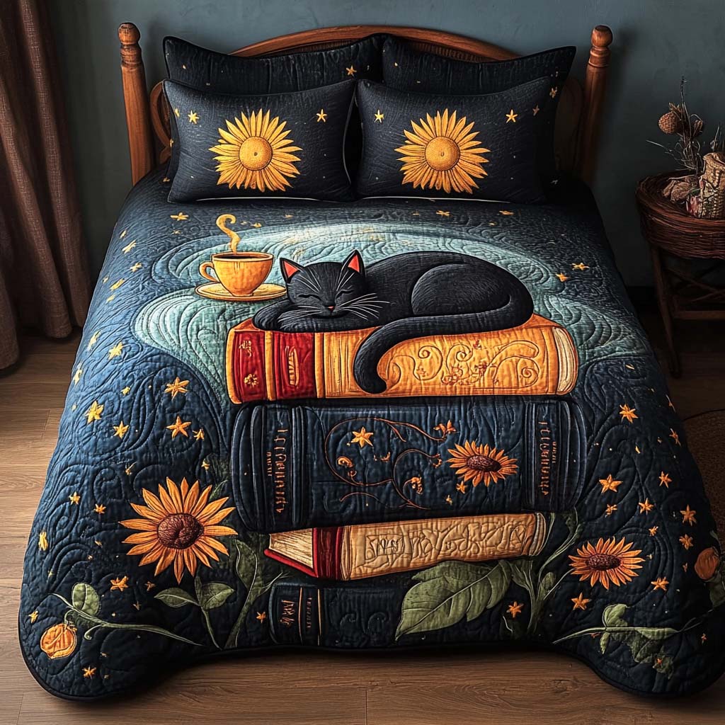 Cat Spirit 3-Piece Quilted Bedding Set - Single (59" x 70")