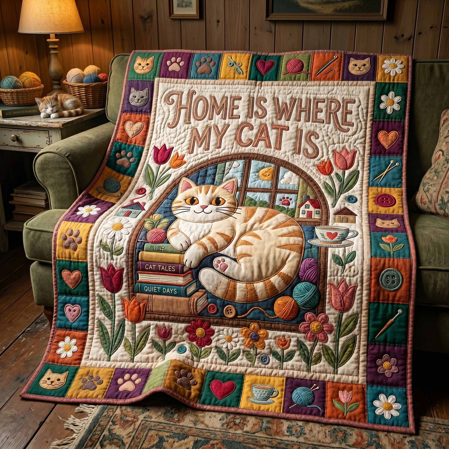 Cat Window Quilted Blanket - Baby (30" x 40") - Pack 1