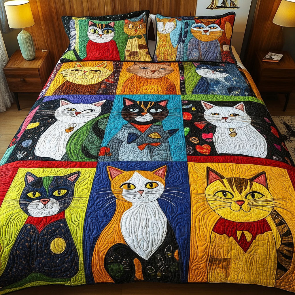 Catnap Charm Quilted Blanket - Throw (55" x 60")