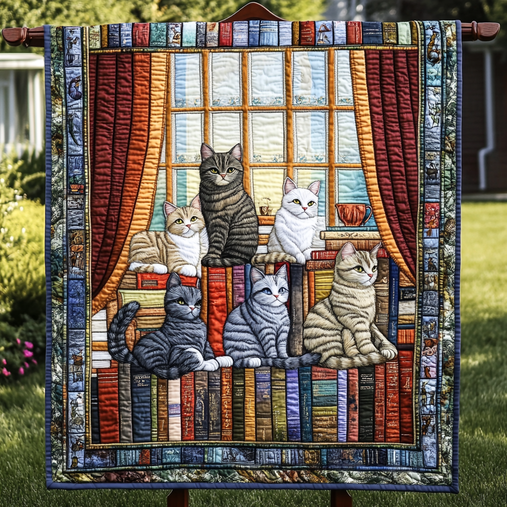 Catnap Chronicles Quilted Blanket - Throw (55" x 60")