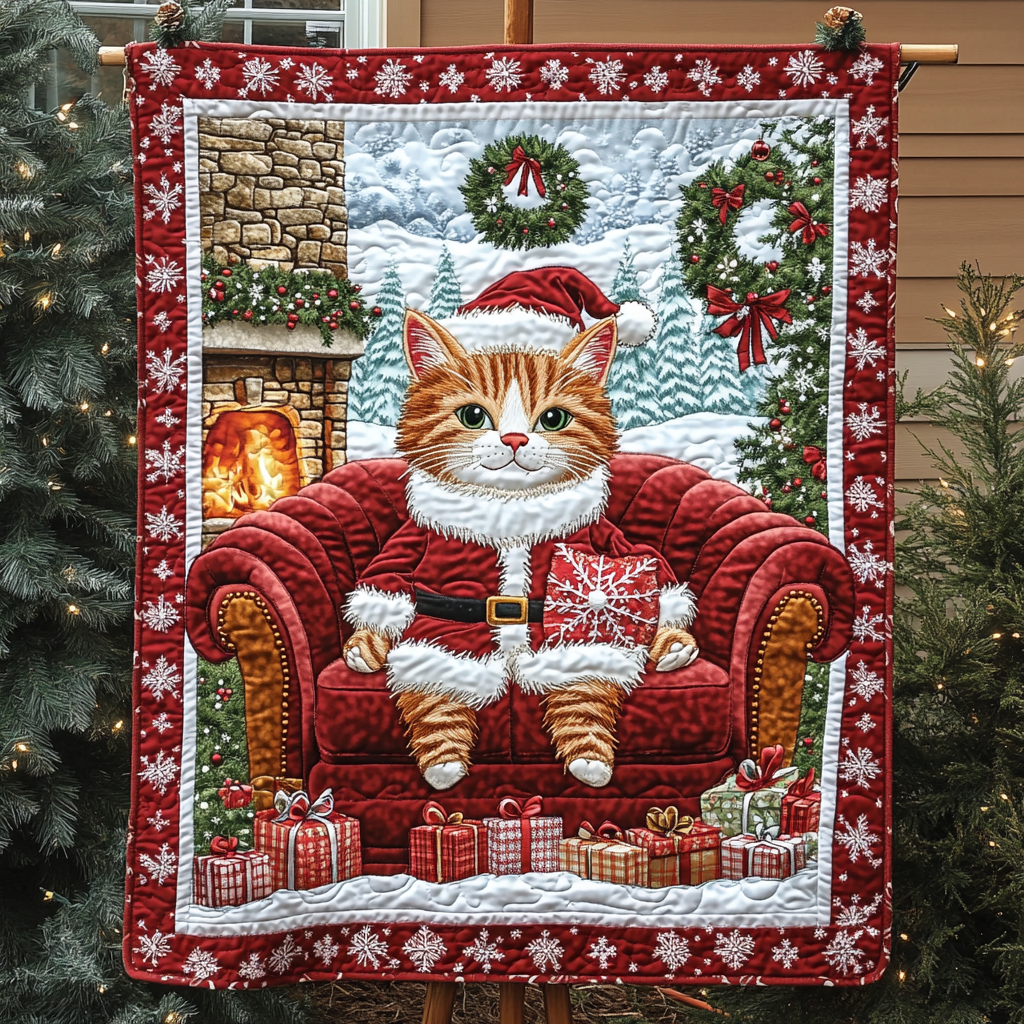 Catnip Christmas Joy Quilted Blanket - Throw (55" x 60")
