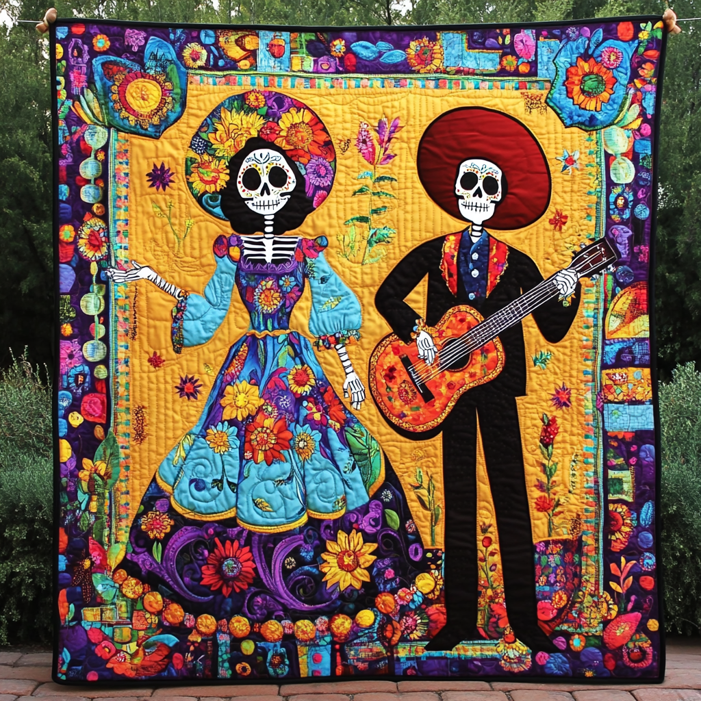 Catrina And Charro Quilted Blanket - Throw (55" x 60")