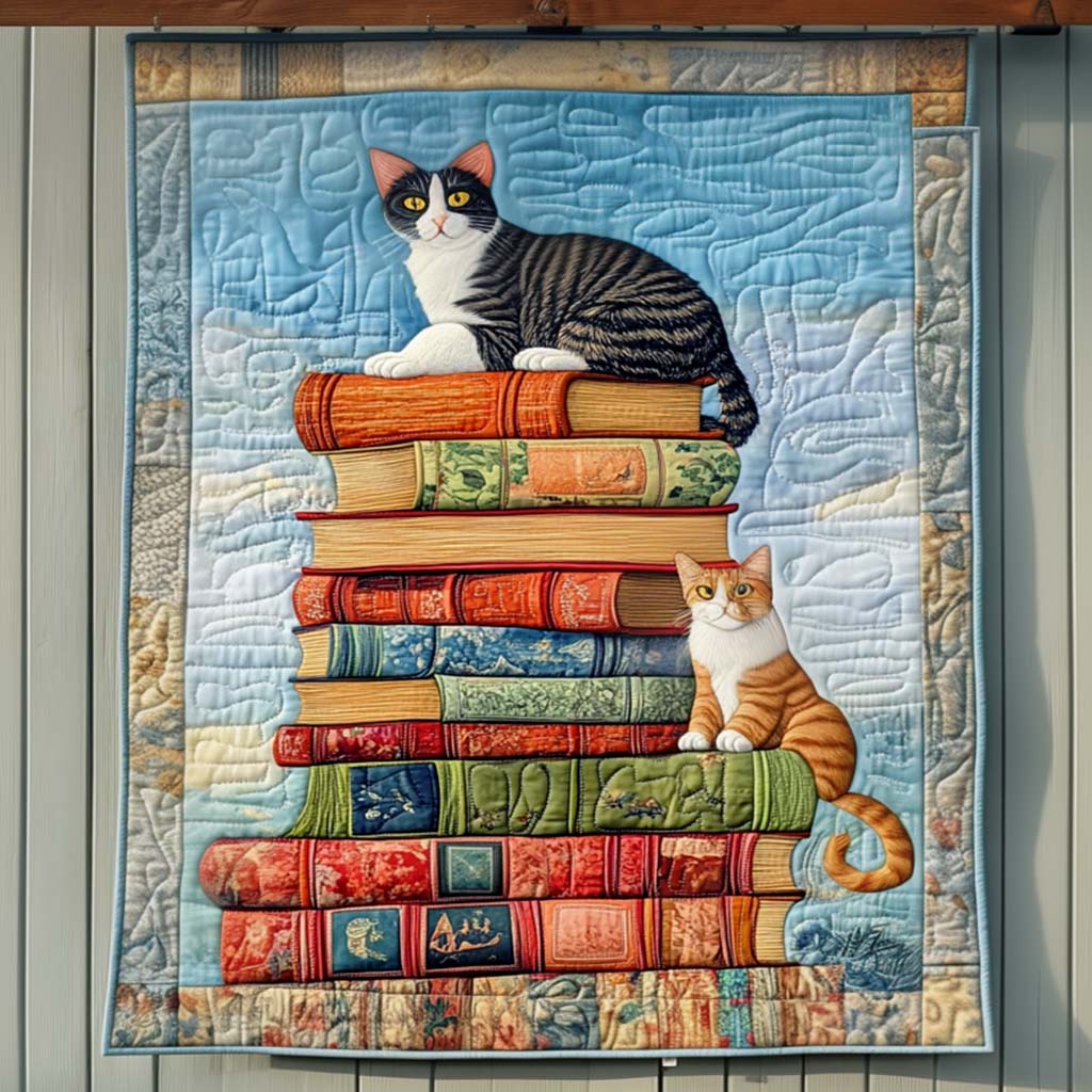 Cats Among Classics Quilted Blanket - Throw (55" x 60")