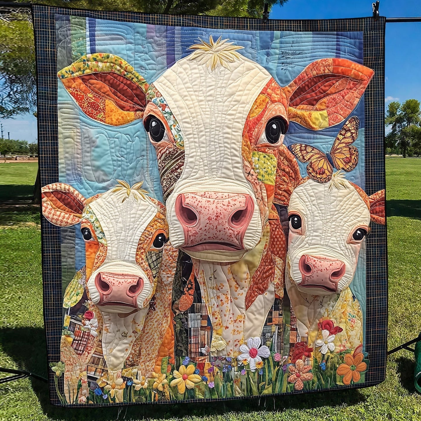 Cattle Charm Quilted Blanket - Throw (55" x 60")
