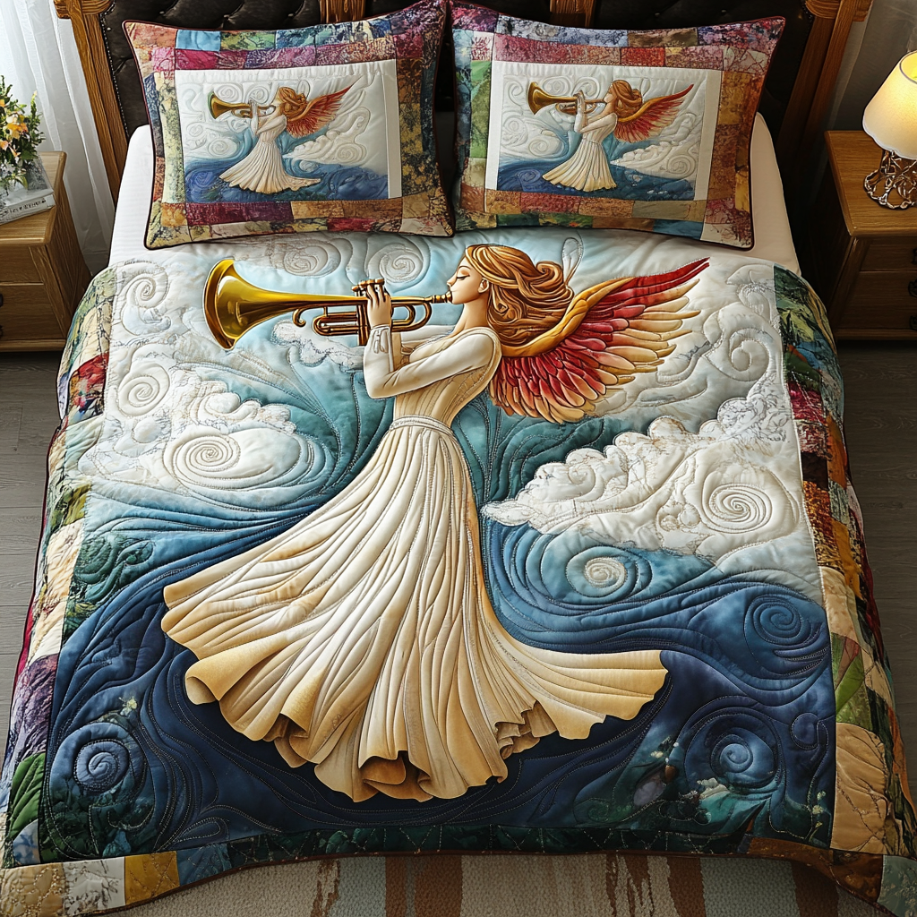 Celestial Angel 3-Piece Quilted Bedding Set - Single (59" x 70")