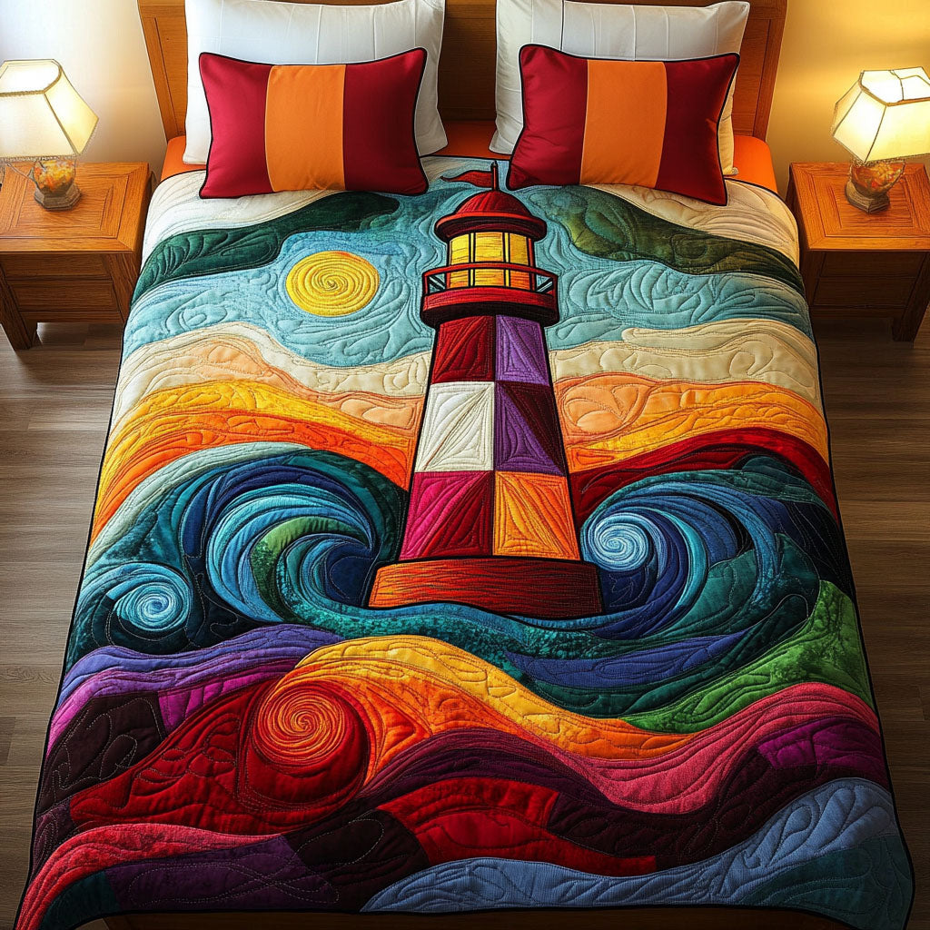 Celestial Lighthouse 3-Piece Quilted Bedding Set - Single (59" x 70")