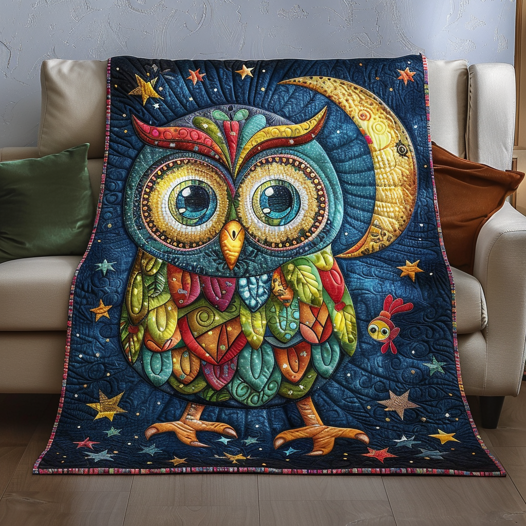 Celestial Owl Quilted Blanket - Throw (55" x 60")