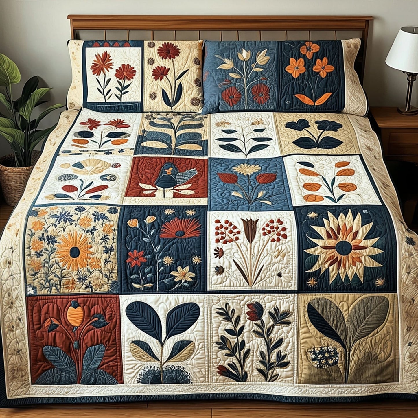 Celestial Bloom 3-Piece Quilted Bedding Set - Single (59" x 70")