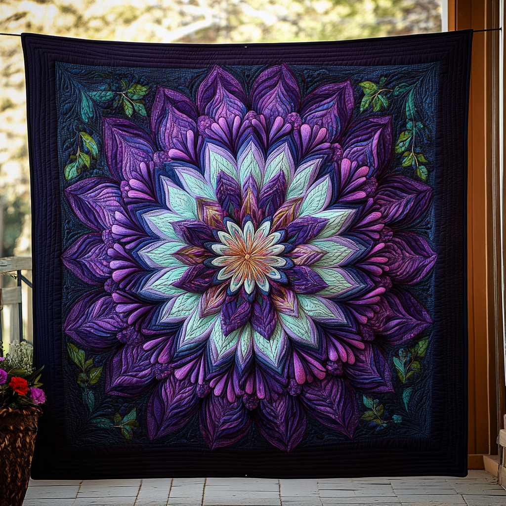 Celestial Bloom Quilted Blanket - Throw (55" x 60")