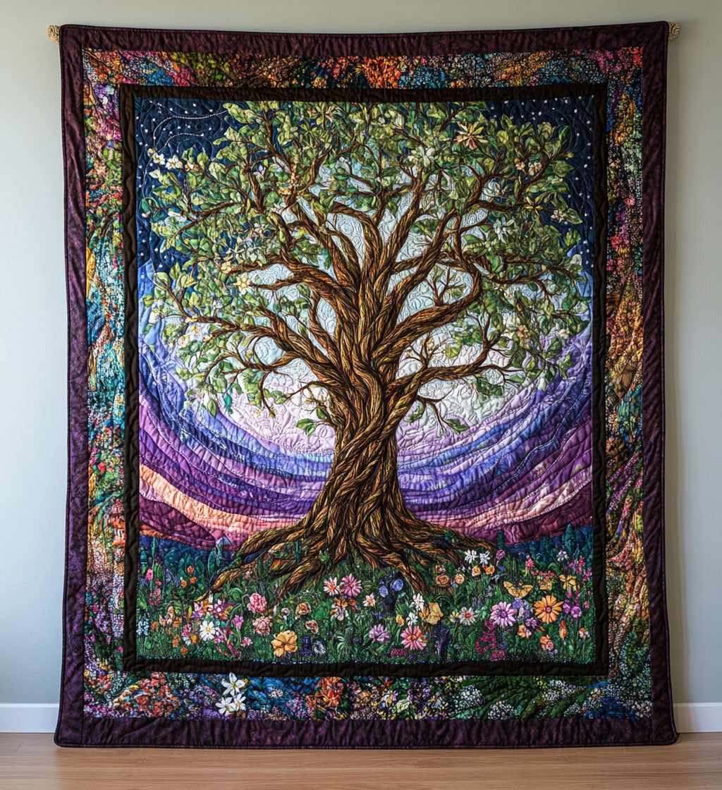 Celestial Bloom Quilted Blanket - Throw (55" x 60")