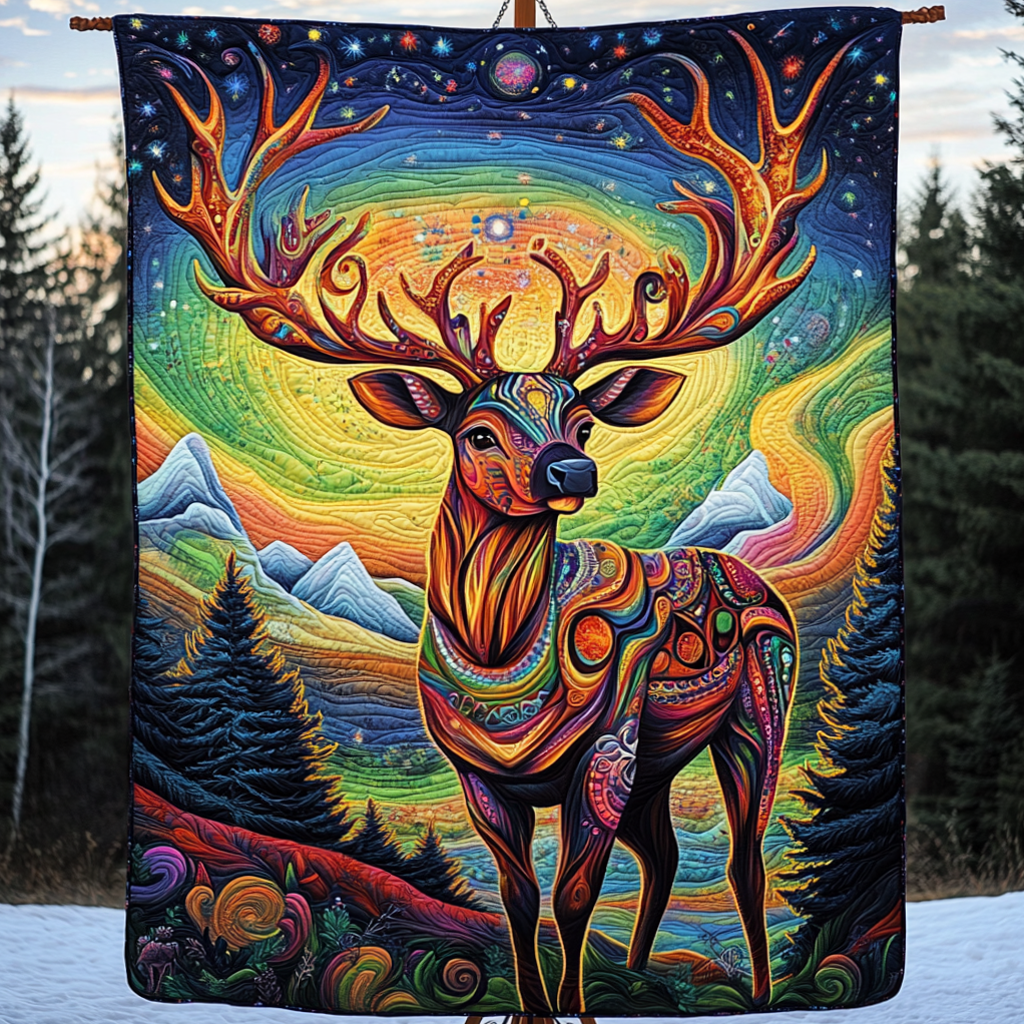 Celestial Deer Quilted Blanket - Throw (55" x 60")