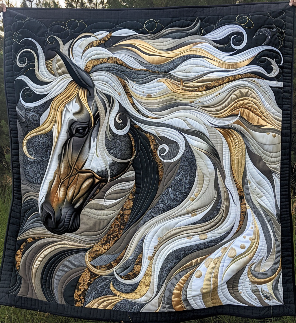 Celestial Hoofbeats Quilted Blanket - Throw (55" x 60")