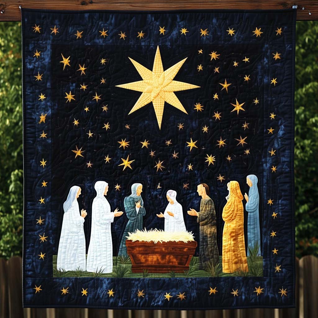 Celestial Nativity Quilted Blanket - Throw (55" x 60")