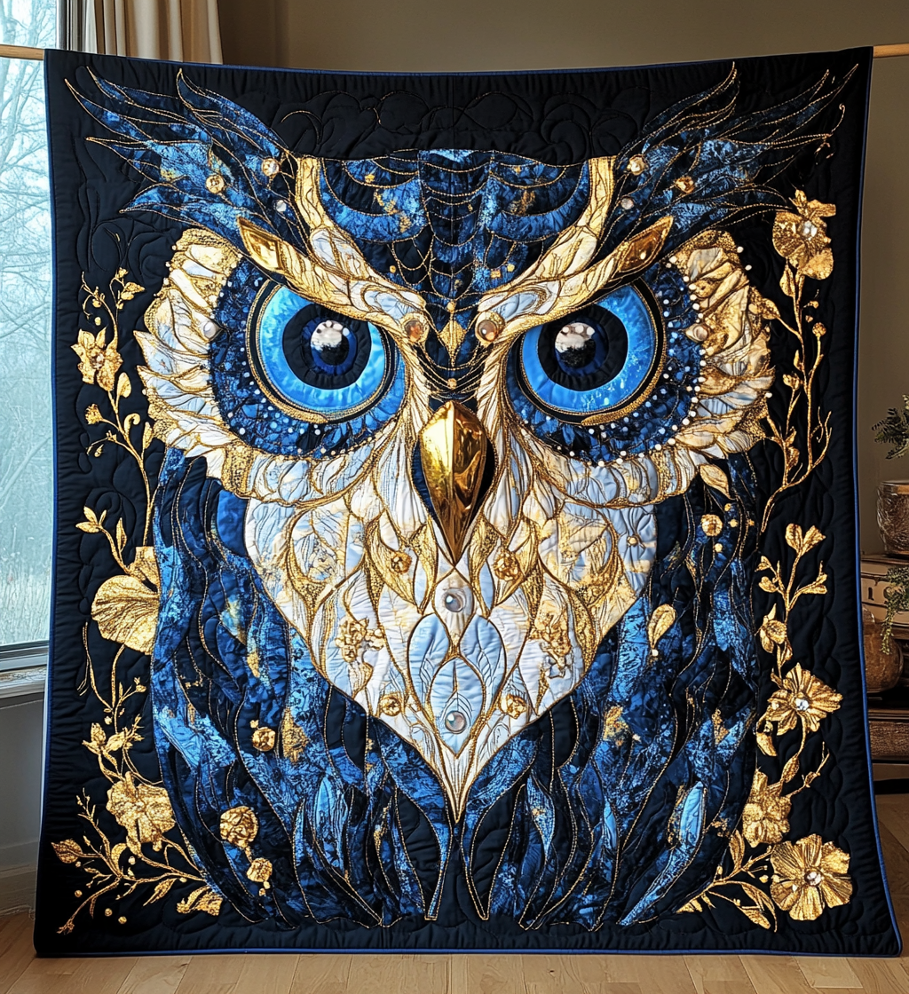 Celestial Owl Quilted Blanket - Throw (55" x 60")