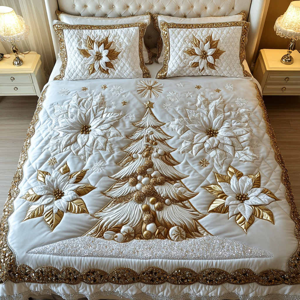 Celestial Snowfall Quilted Bedding Set - Single (59" x 70")