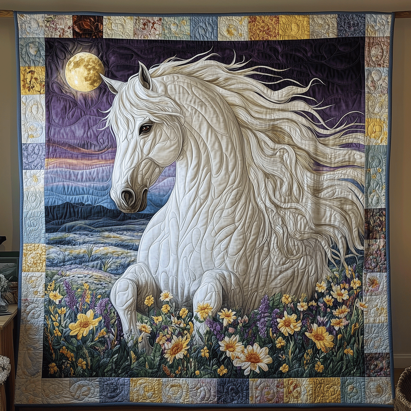 Celestial Stallion Art Quilt Hanging - Baby (30" x 40")