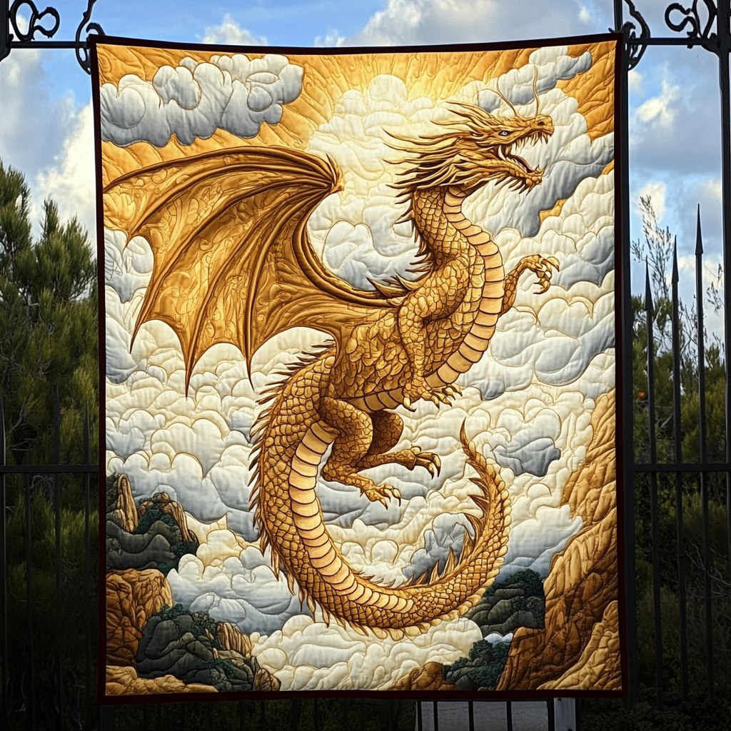 Celestial Wyrm Quilted Blanket - Throw (55" x 60")