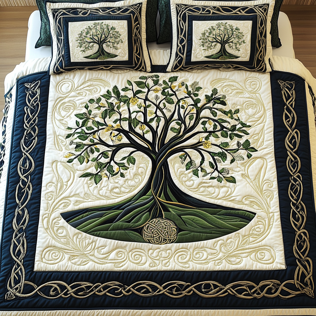 Celtic Essence 3-Piece Quilted Bedding Set - Single (59" x 70")