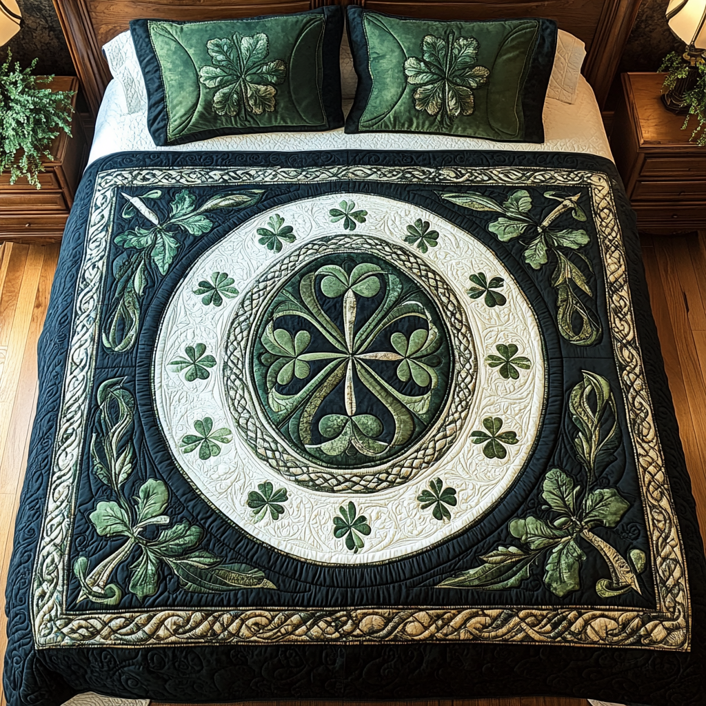 Celtic Shamrock Dreams 3-Piece Quilted Bedding Set - Single (59" x 70")