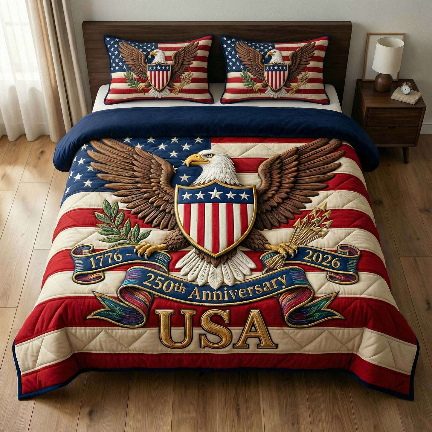 Centennial Eagle 3-Piece Quilted Bedding Set - Single (59" x 70")