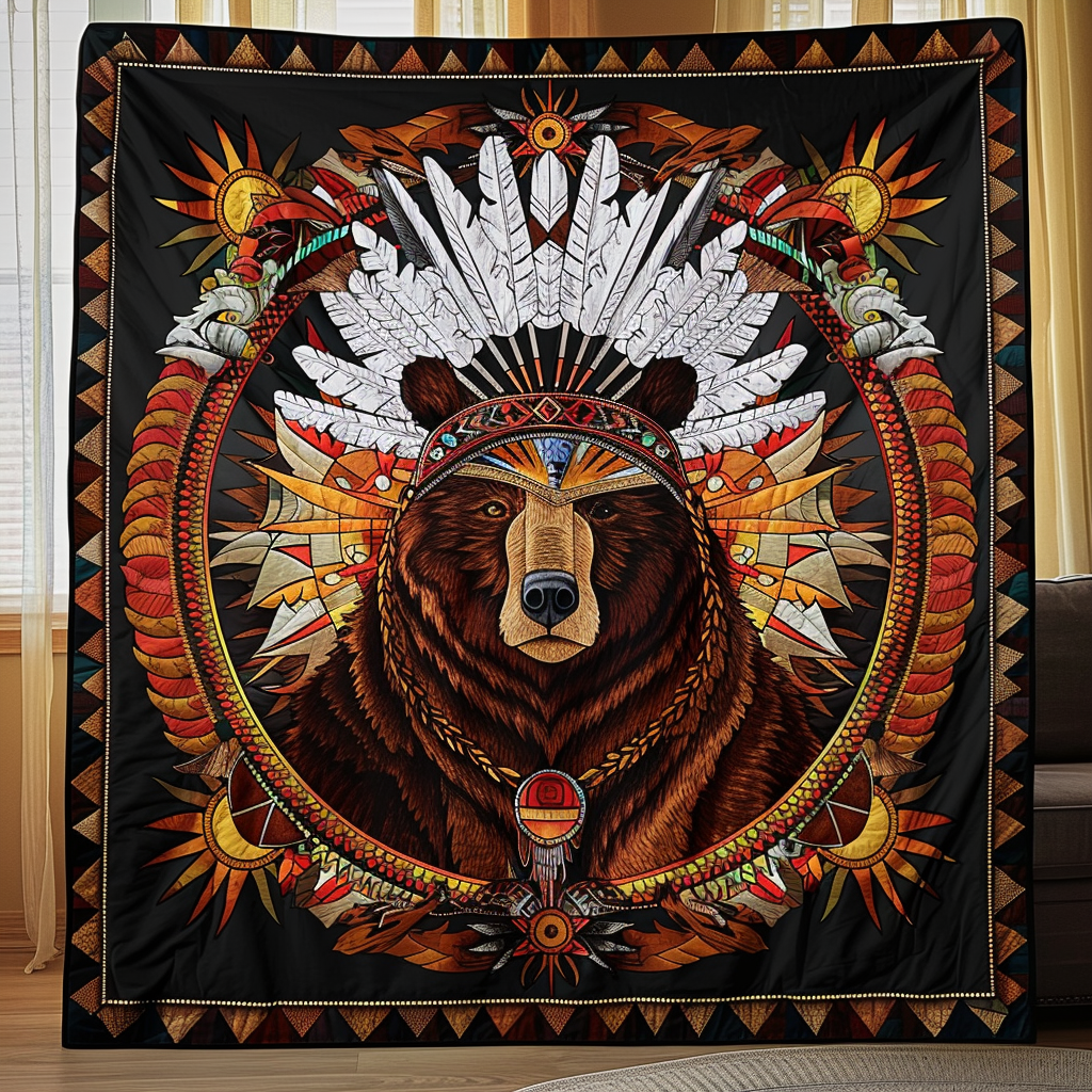 Ceremonial Bear Strength Quilted Blanket - Throw (55" x 60")