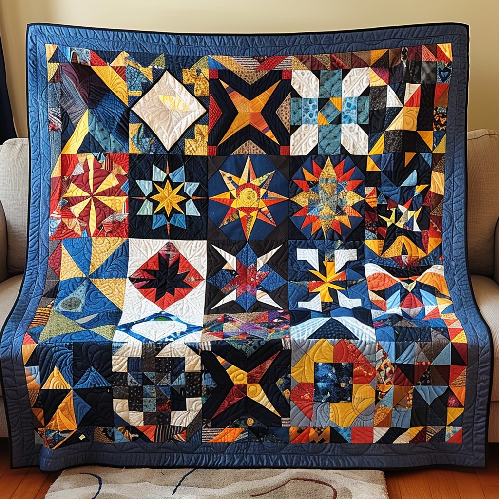 Ceremonial Colors Quilted Blanket - Throw (55" x 60")